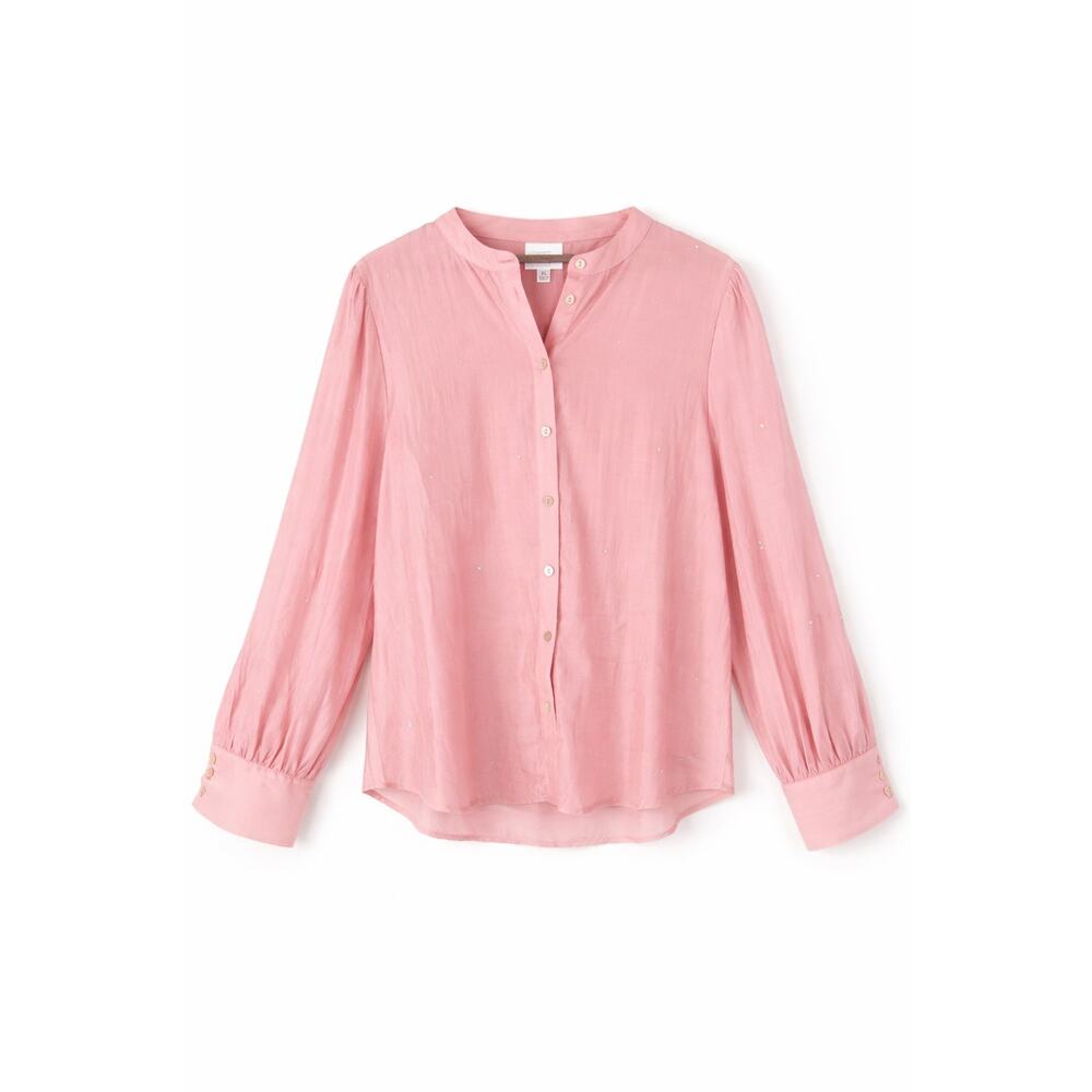 Bailey/44 XL Pink Lyocell Studded Blouse Front Buttons